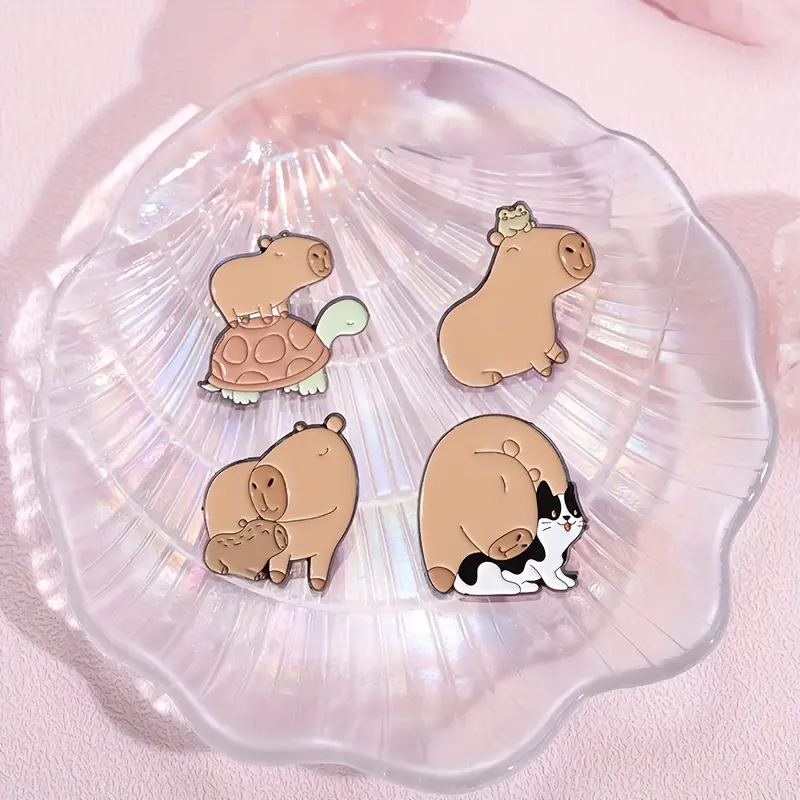 20pcs Capibala brooch set, guinea pig small animal combination brooch, metal paint badge, clothing accessories, collar pins 2
