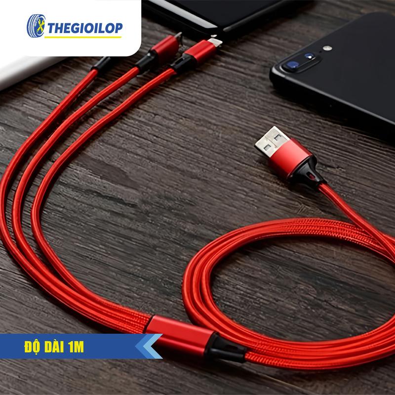 Cáp Sạc 3 Đầu Nhanh 5A - Đa Kết Nối Micro USB, Lightning, Type-C - Đảm Bảo Hiệu Suất Sạc Tối Ưu 1