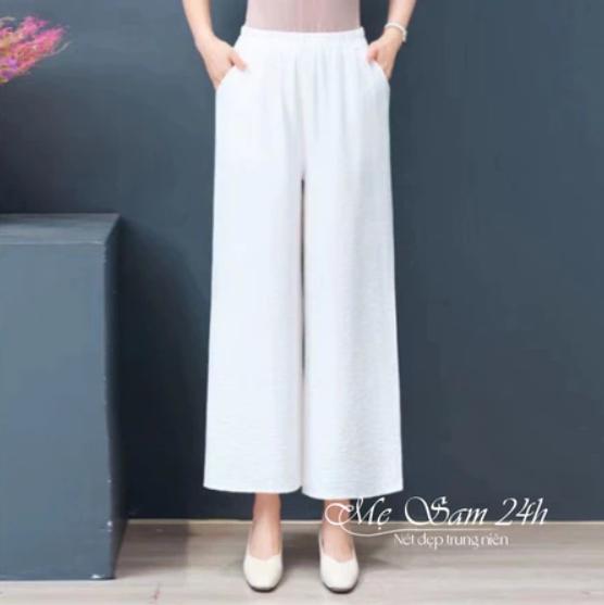Product Introduction of Quần Trung Niên Nữ Ống Suông Lưng Thun Tôn Dáng, Quần Dài Nữ Bigsize Đến 90kg Chất Liệu Đũi Mềm Mát Mẹ Sam 24h - QNH.72 Women Pants 36