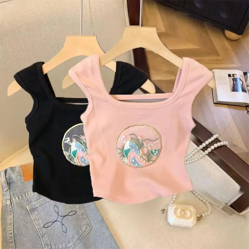 Versi Korea dari kemeja tanpa lengan anak perempuan berwarna merah muda berusia 3-12 tahun Baju Dress Kids Fashion