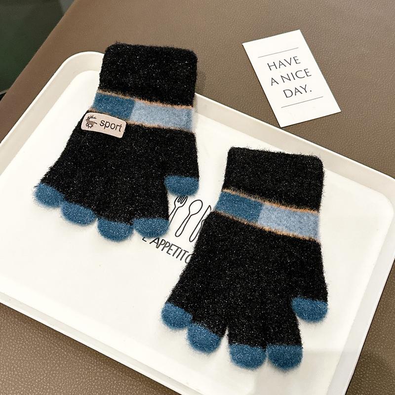Product Introduction of Children's Gloves Autumn and Winter 5-12 Years Old Knitted Warm-Keeping and Cold-Proof Primary School Boys and Girls Baby Five Finger Riding Gloves 8