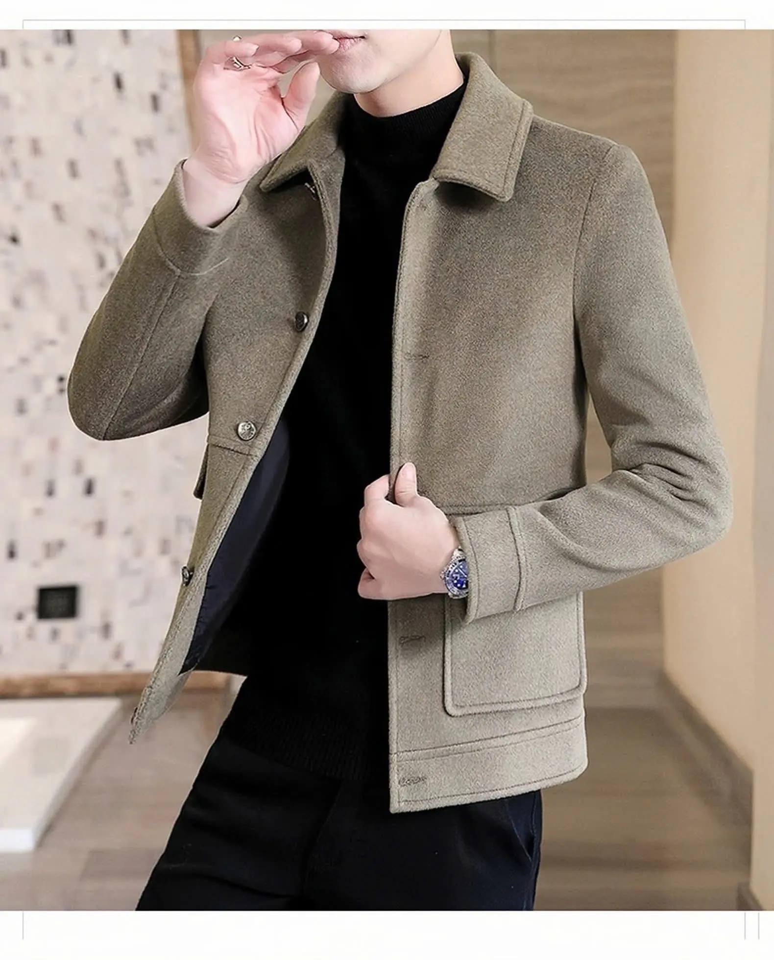 Áo Dạ Nam Hai Lớp Phong Cách Hàn Quốc R8 Hàng Có Sẵn - Men's Jacket Menswear
