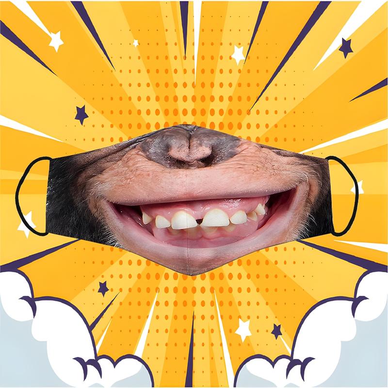 Khẩu Trang Hình Khỉ Cười Nhe Răng Hài Hước Chất Vải Thoải Mái Đeo Oke Phụ Kiện Accessories Che Mặt Cài Tóc