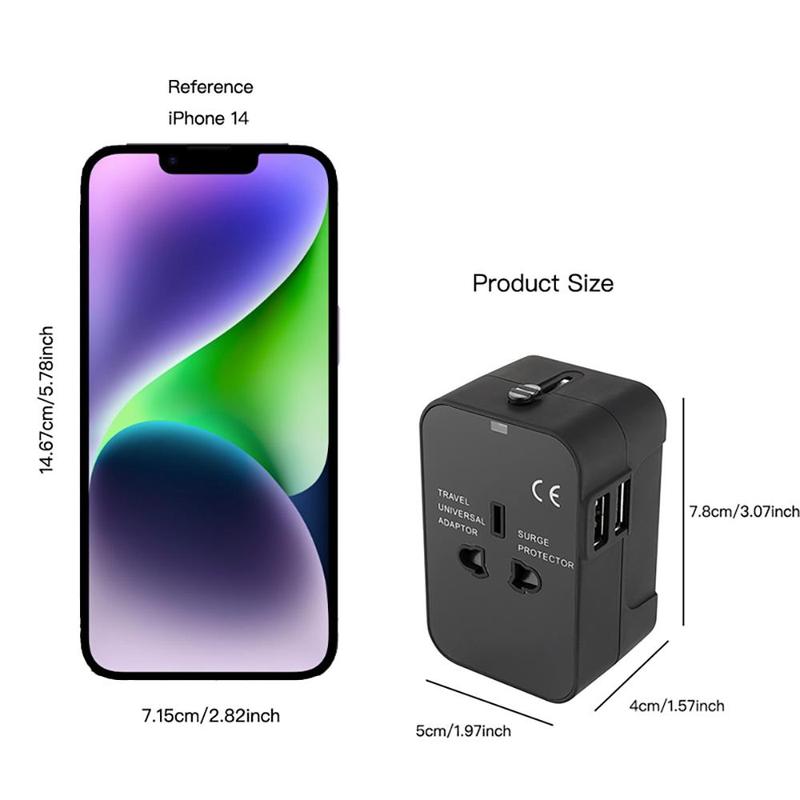 Travel Adapter, Universal Travel Plug Adapter (1 Count), Type-C & USB Port Travel Adapter, Travel Plug Adapter for Home Office Travel, Socket, Portable, Charging 4
