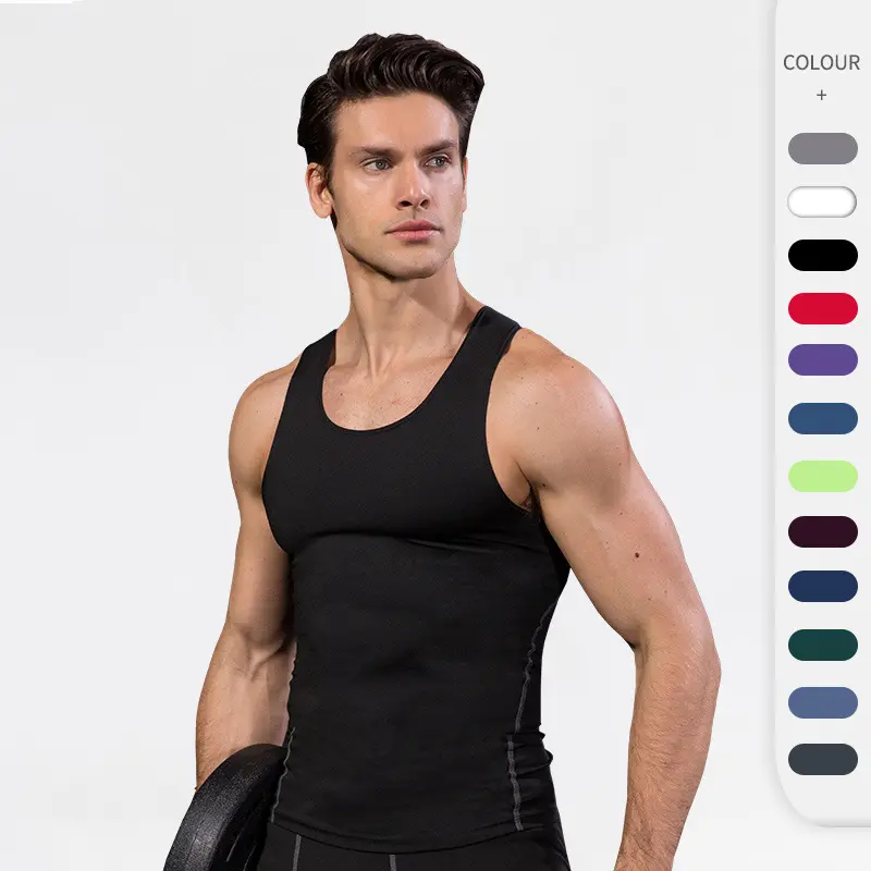 Athletic Men'S Training Tight Tank  Basketball Fitness Running, Fast Drying Tank Clothes
