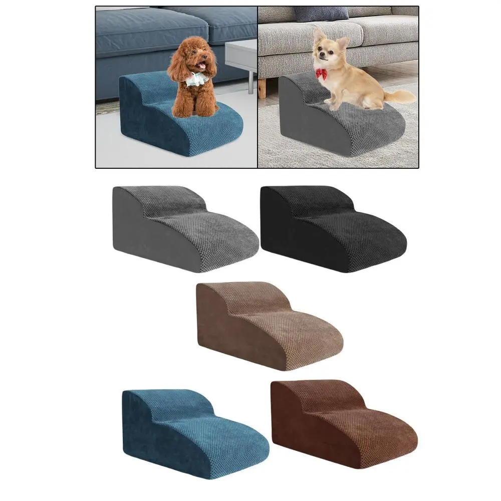2 Tiers Extra Wide Nonslip Portable Dog Stairs Step for Indoor High Bed Sofa