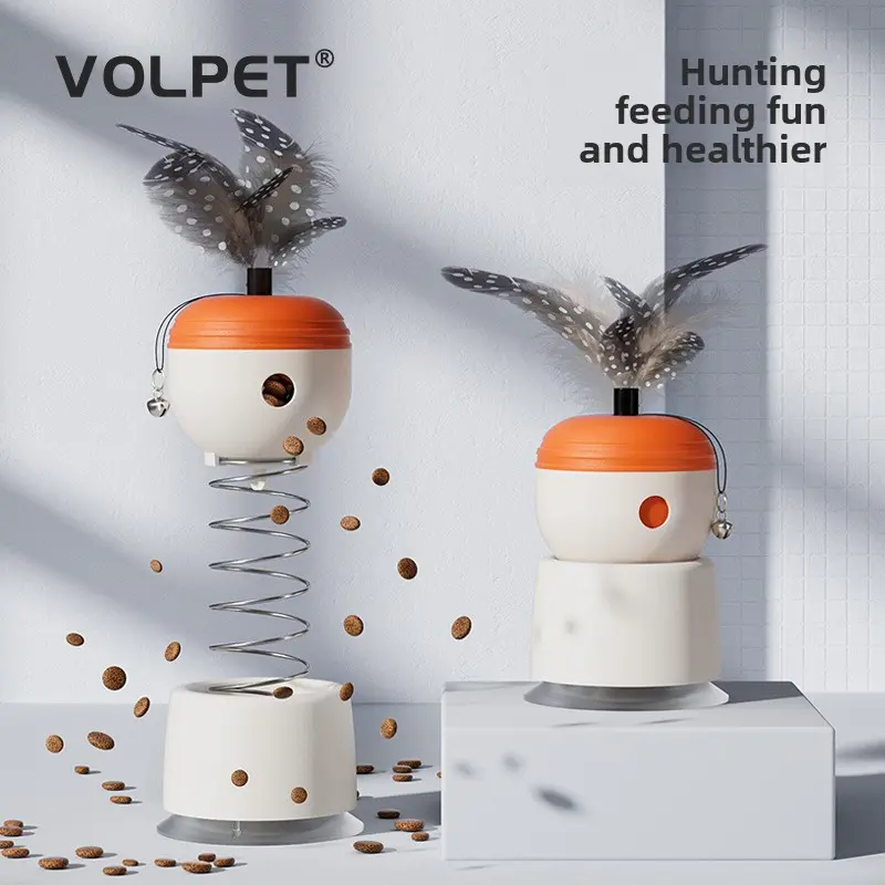 New Pet Toy Cat Puzzle Food Dispensing Toy Boredom Relief Suction Cup Spring Cat Teaser Toy