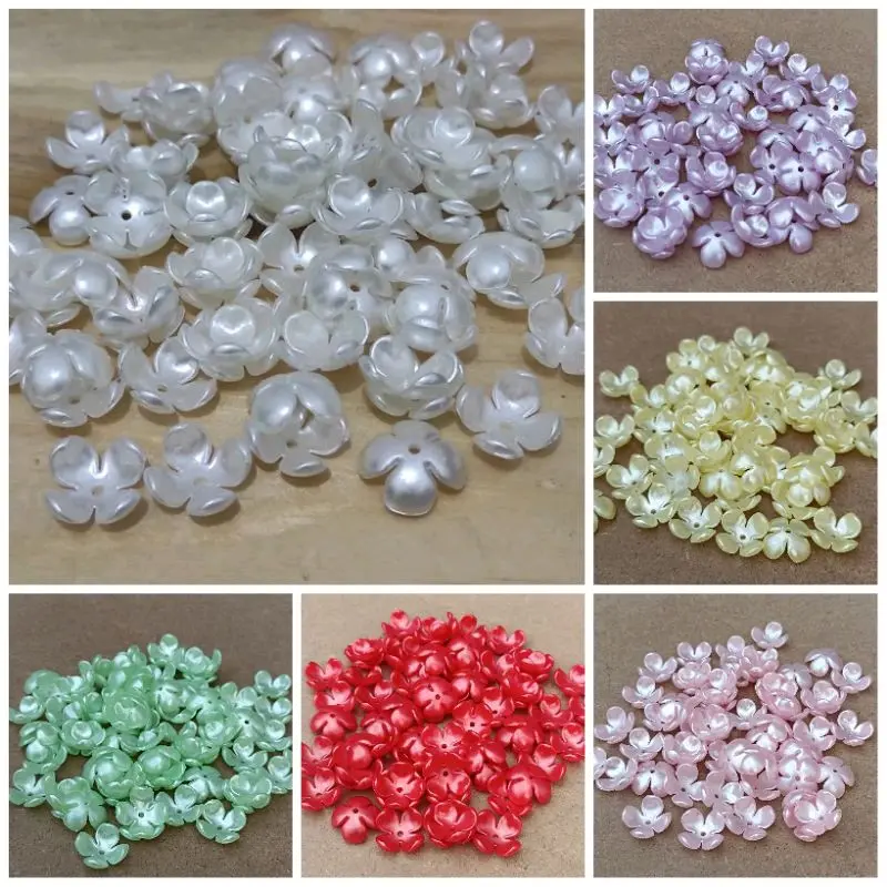 67pcs kelopak bunga 4 mutiara kecil bahan craft