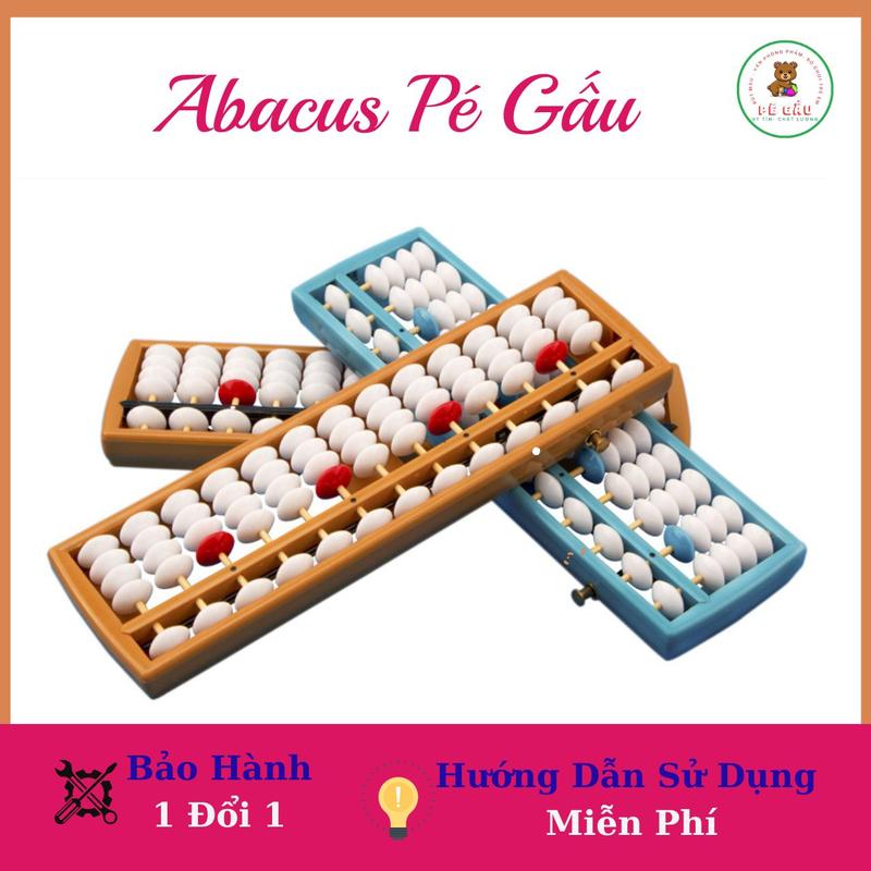 [Tặng file bài tập] Bàn tính Soroban Nhật Bản 13 Cột, Học Toán Thông Minh, Toán Tư Duy Có Nút Reset-Pé Gấu
