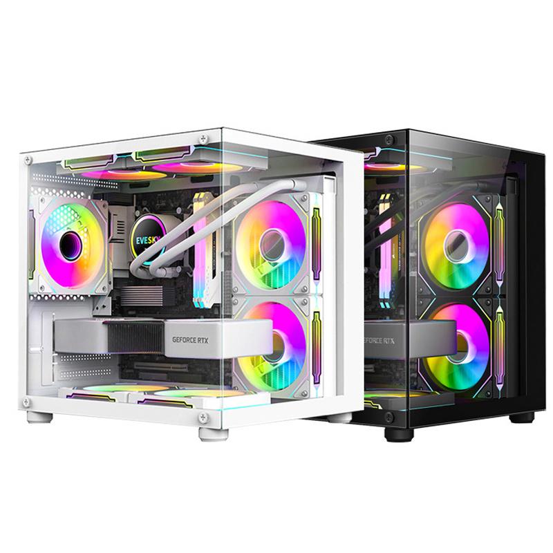 Product Introduction of 270 Degree Glass PC Case Transparent Desktop Computer Tower For M-ATX/ITX Motherboard SSD 7 Air Cooling Fans 320mm Graphic Card 11