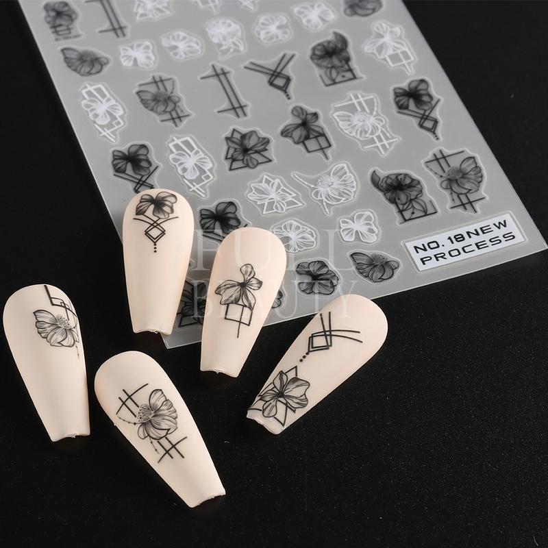 Product Introduction of Miếng Dán Móng Tay, Hoa Oải Hương Và Hoa Màu Tím, Thanh Trượt Bướm, Thiết Kế Hoa Cúc, Hình Học Và Hoa Tulip, Decal Can Chữ Cái, Để Đồ Trang Trí Móng Tay, GLNO 20