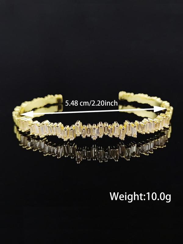 Luxury Elegant Style Cubic Artificial Zirconia Cuff Bangle, Zirconia Bangles Bracelets, Fashion Jewelry Accessories For Women As Gift 1