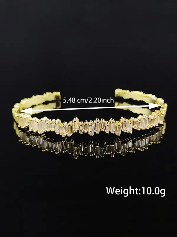 Luxury Elegant Style Cubic Artificial Zirconia Cuff Bangle, Zirconia Bangles Bracelets, Fashion Jewelry Accessories For Women As Gift 1