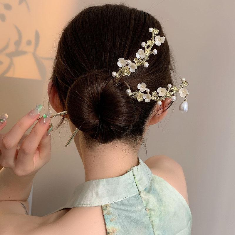 Kẹp Tóc Tua Rua Hoa, Phong Cách Cổ Xưa, Cao Cấp Cho Nữ, Hanfu, Dễ Phối Đồ, Móc Cài Tóc, Thích Hợp Cho Sườn Xám Tóc Updo, Phụ Kiện Đội Đầu 2