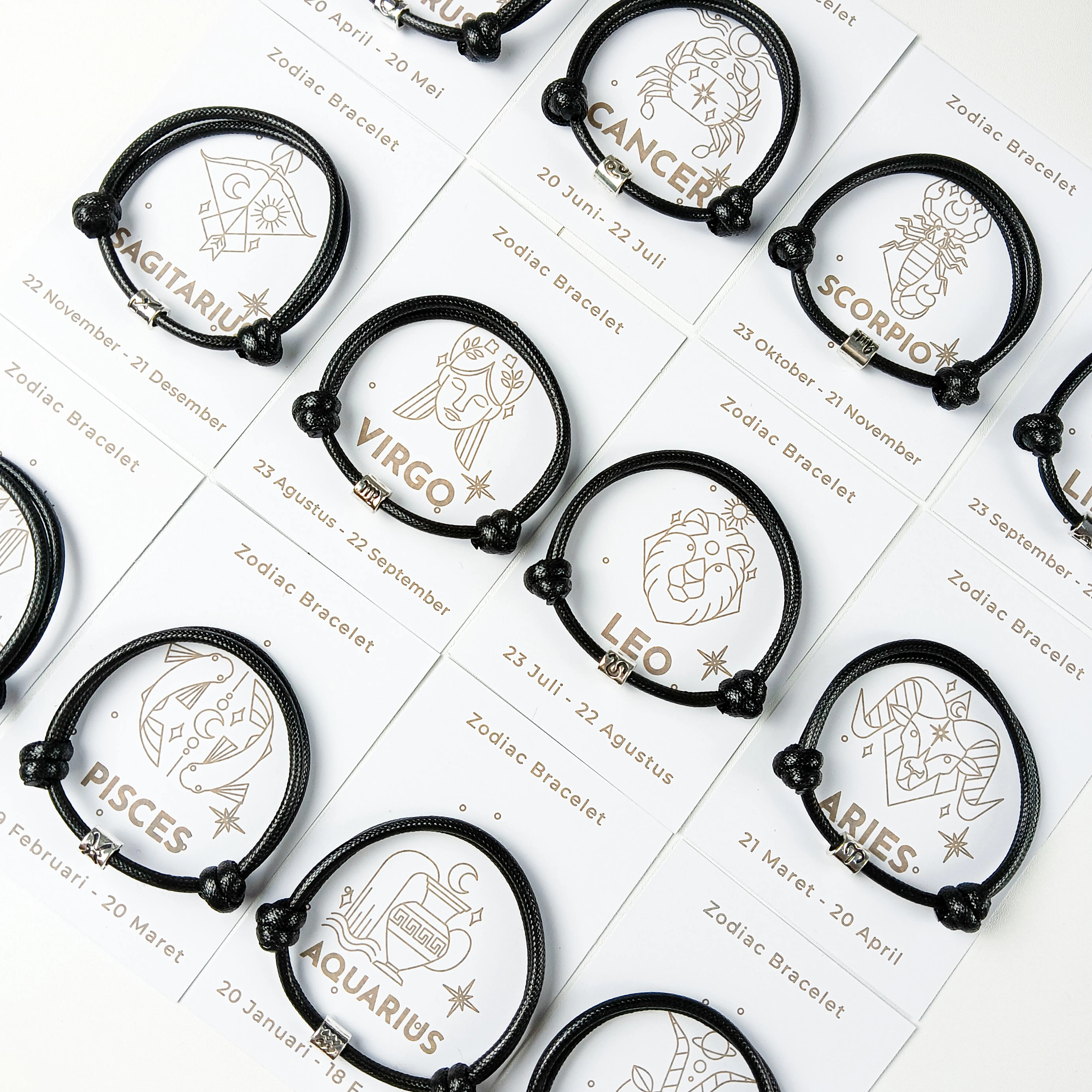 Gelang Zodiak Simple Manik Manik Bead Tali Tahan Air Rasi Bintang Horoscope Virgo - Aries Untuk Couple Bracelet Pria Wanita Persahabatan