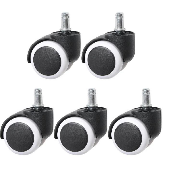 Combo 5 bánh xe ghế xoay văn phòng đường kính 50mm màu trắng và màu đen, loại cốt nhọn