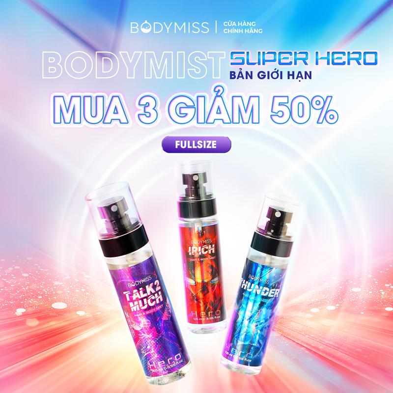 [HERO MUA 2 GIẢM 50%] Body mist Quốc Dân Cho Nam Nữ Unisex Chính Hãng BODYMISS, Bodymist Thơm Lâu Body Cho Học Sinh Sinh Viên Chai Lớn & Nhỏ - Xịt Khử Mùi Body Hôi Nách Mùa Đông Thơm Lâu Hương Nước Hoa Perfume Cosmetic