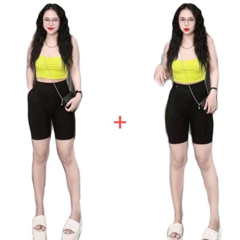 [COMBO 2 QUẦN] Legging Short 2 Túi Cạp Cao Hack Dáng Thời Trang Nữ Khỏe Mạnh Women Thun quần 4
