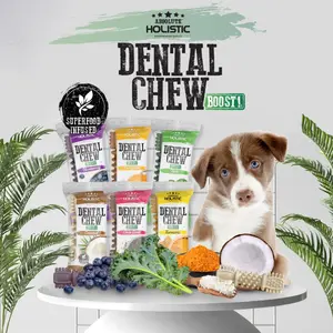 Absolute Holistic BOOST! 4" 25 GR Dog Chewing Snack Treats Gigitan Pembersih Gigi Anjing Chew Treat Kale Turmeric Pumpkin Blueberry Coconut Chia Seed