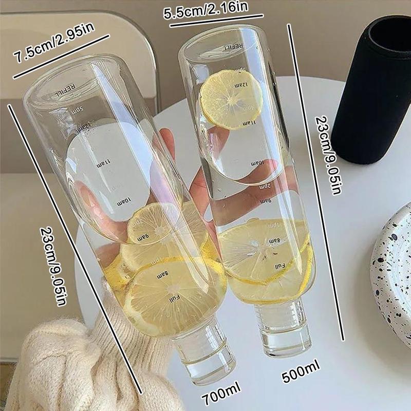Product Introduction of 500/700ml Transparent Straw Water Bottle With Lids Cover Portable Cute Water Cup M4T0 24