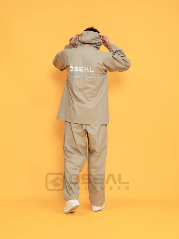 Jas Hujan OSEAL Full Seal Raincoat Mantel Pria Wanita Dewasa Shine Series Cream 2