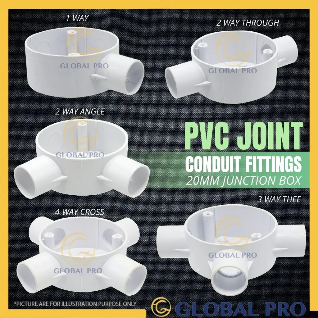 20mm PVC Joint Conduit Box Fittings Accessories Wiring Fitting Pipe Electrik Electrical Pipe PVC Kotak Eletrik