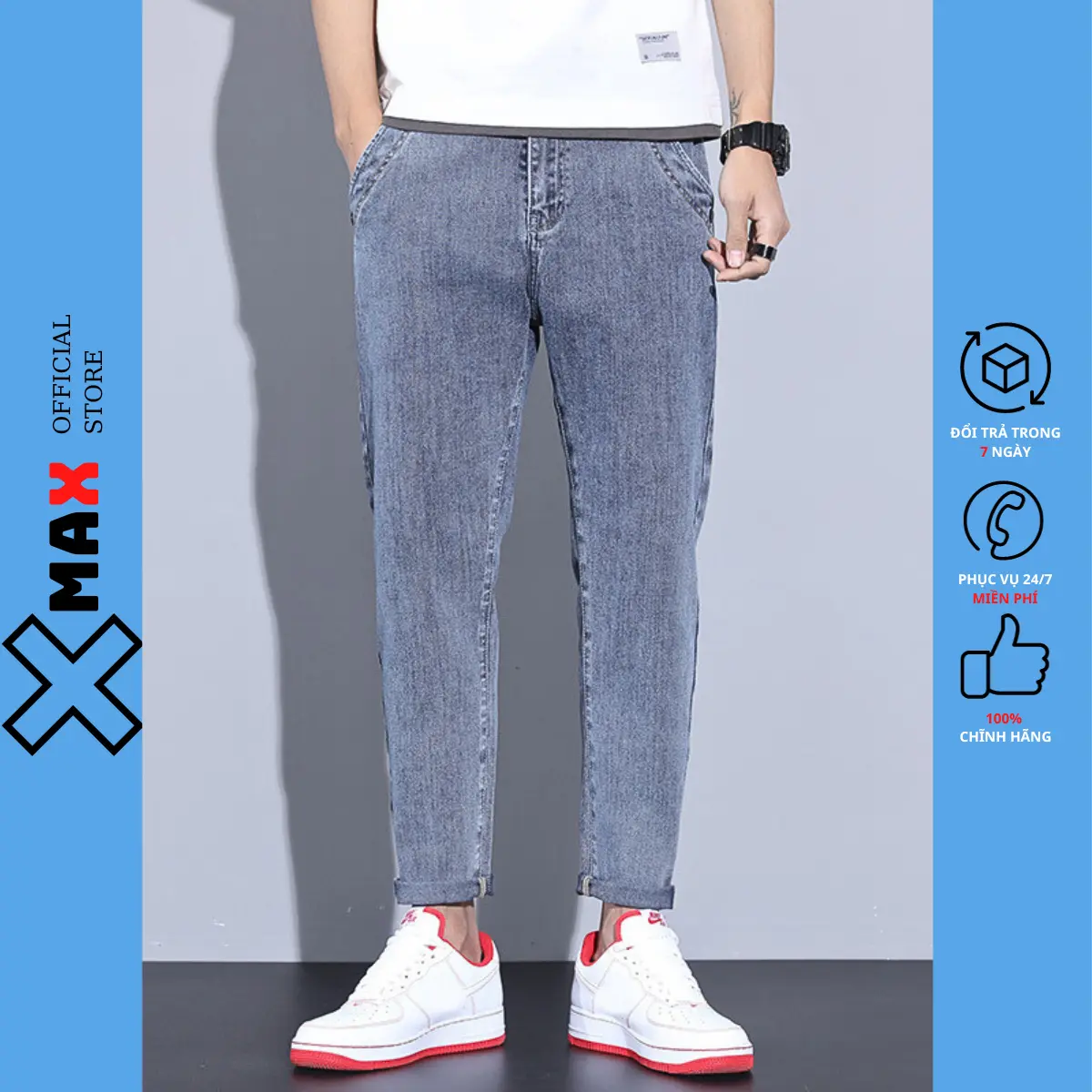 Quần jean nam baggy ống suông túi chéo ống rộng vừa hotrend Hàn Quốc MAXSTORE B015 Menswear Pants