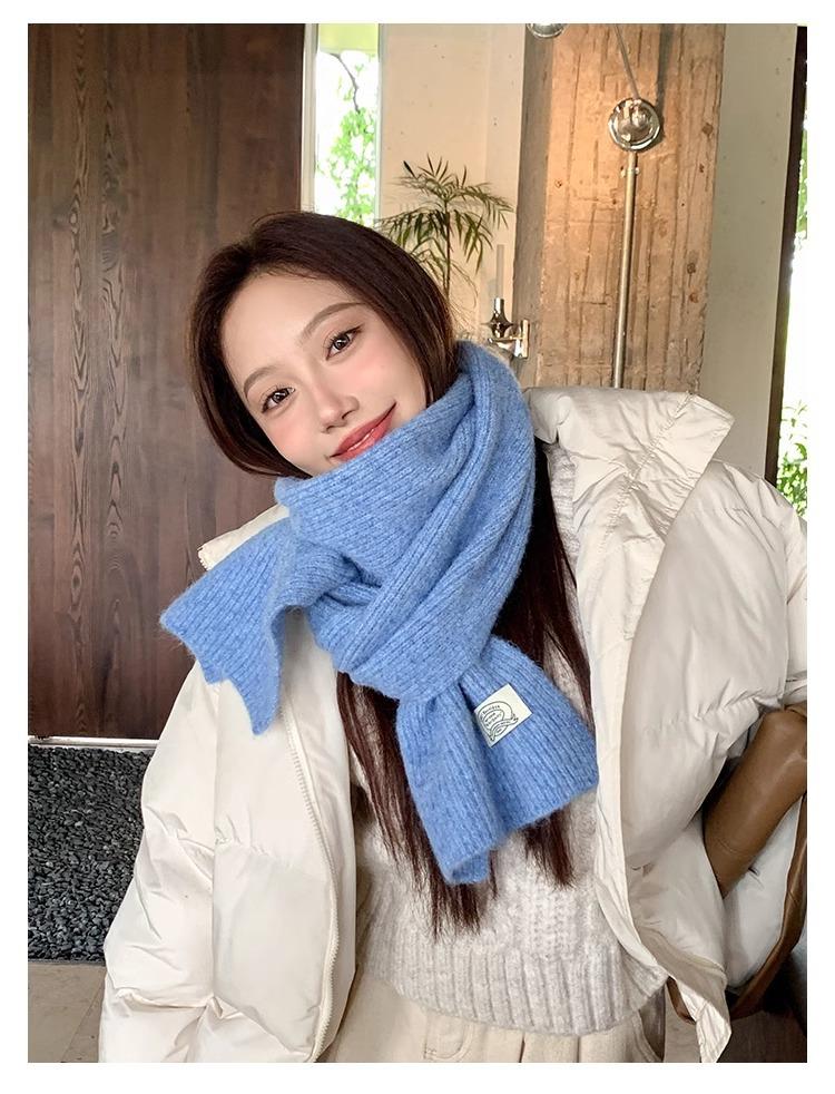 Product Introduction of Korean Style Autumn Winter Soft Knitted Wool Scarf for Women Versatile Warm Student Solid Color Thickened Couple Gift Trendy 6