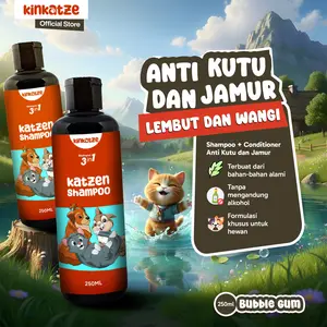 KINKATZE Shampoo Conditioner Anti Kutu & Jamur Bubble Gum 250ml 3in1 l Shampoo Kucing Anjing