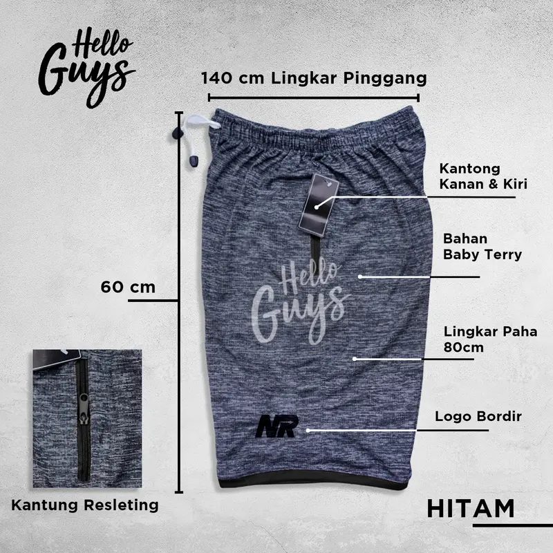 Celana pendek jumbo bb 120kg 110kg 100kg 90kg 80kg ukuran 3XL - 4XL motif polos kantung resleting 4