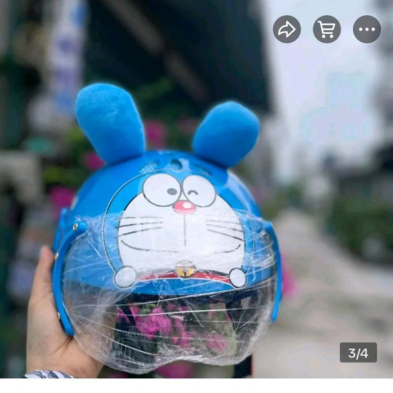 Nón bảo hiểm đồ rê mon màu xanh biển cho bé từ 2 đến 7 tuổi 3
