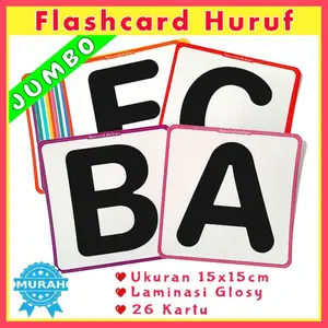 Flashcard JUMBO HURUF Ukuran Besar, Kartu Pintar Belajar huruf Jumbo, Flash Card Alfabet
