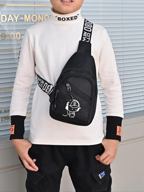 Men's  Casual Cartoon Print Zipper Belt Bag, Fashionable Adjustable Strap Sling Bag for Daily Used, Casual Trendy Versatile High-quality Daily Commuting Bag 3