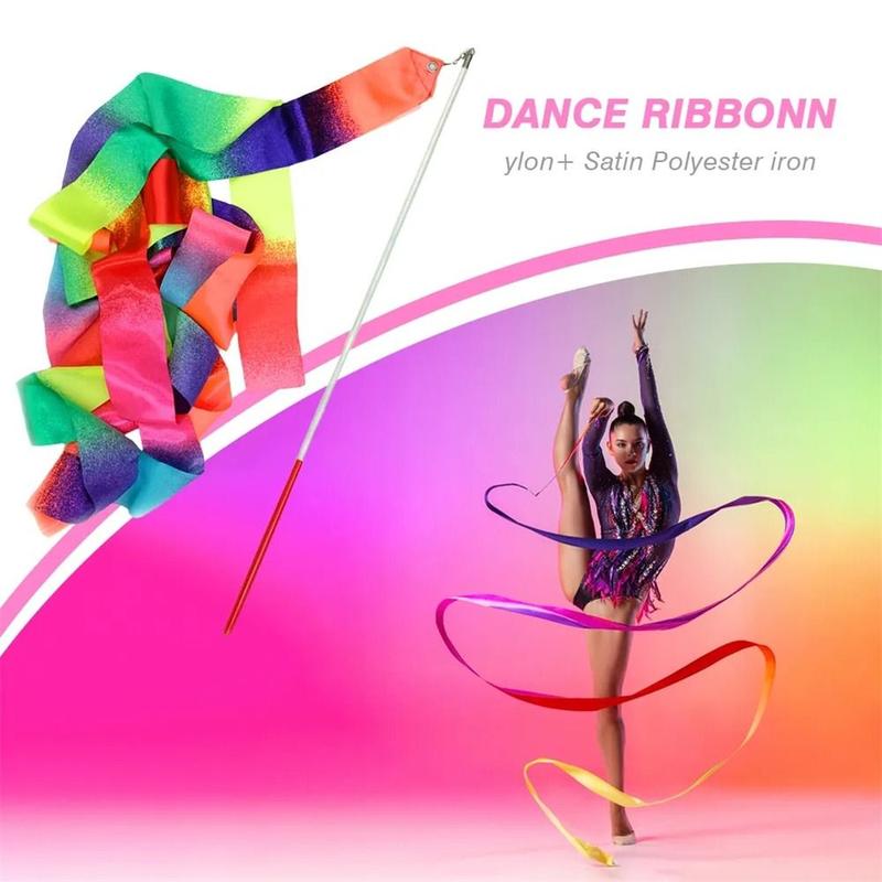 Product Introduction of Sports Equipment Twirling Rod Gymnastics Ribbons Gradient Colors Ballet Streamer Colorful Lightweight Dance Ribbon Art Dances 12