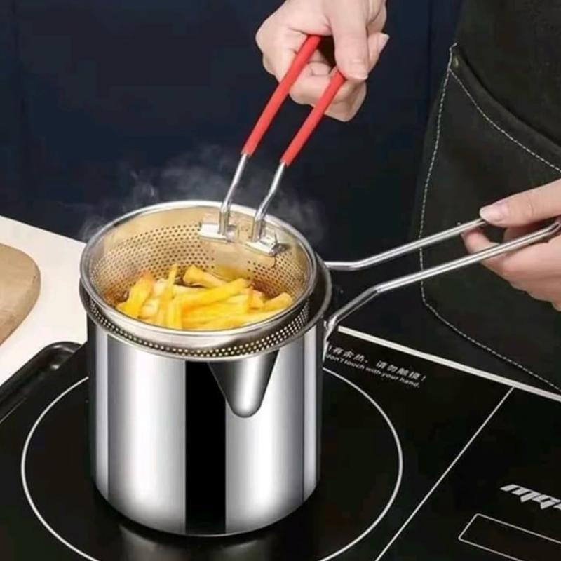 Nồi Chiên Ngập Dầu Bằng Thép Không Gỉ, Nồi Chiên Có Lưới Lọc Tiết Kiệm Dầu Chống Dính Dùng Cho Các Loại Bếp