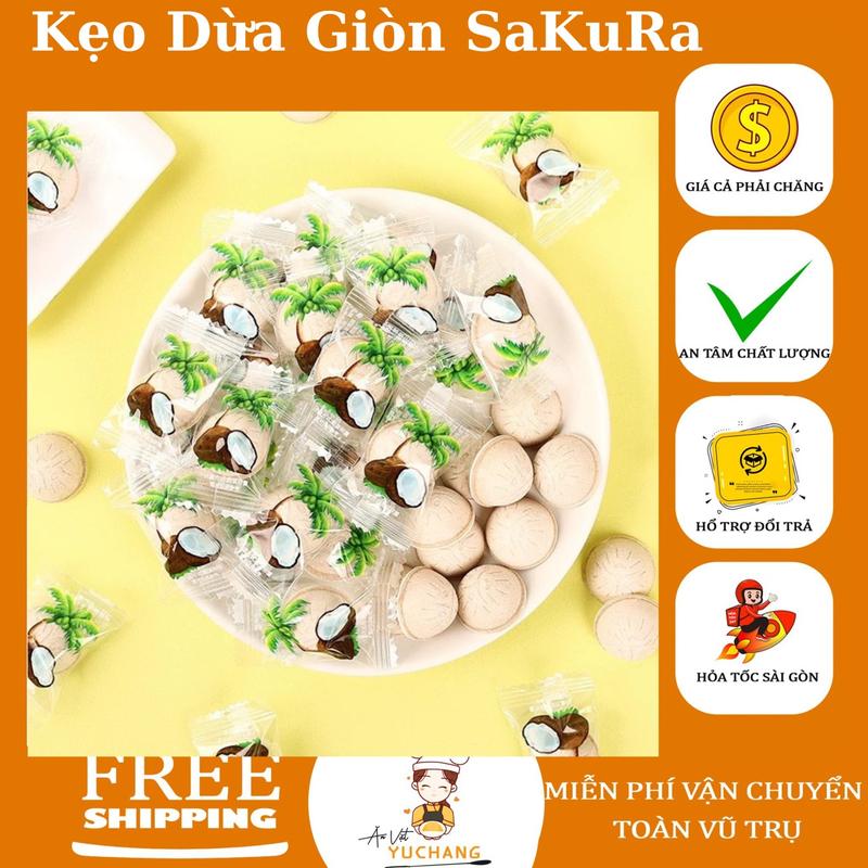 Kẹo Dừa Nhai Giòn Sakura Nhật Thơm Ngon Gói 200gr - Ăn Vặt YuChang Snack