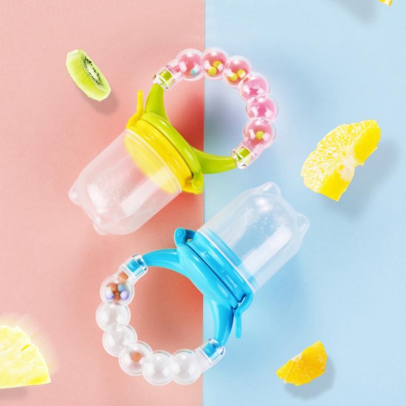 Baby 2 In 1 Fruit Pacifier with Lid, Safe Baby Fresh Food Pacifier with Rattle Handle, Baby Food Supplement Feeder Fruit and Vegetable Feeder Pacifier 8