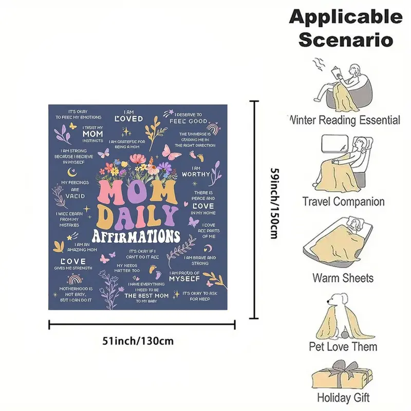 Floral & Letter Pattern Blanket, 1 Count Modern Soft Throw Blanket, Air-conditioned Room Blanket, Warm Nap Blanket for Home Office Travel Camping 8