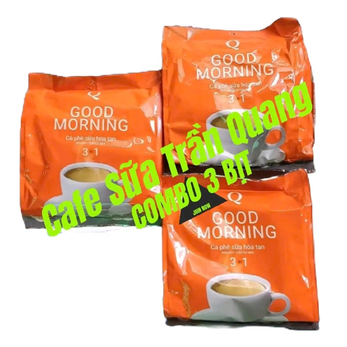 Combo 3 bịt cafe Sữa Trần Quang Good Morning(24 gói/20g) Cà Phê Coffee