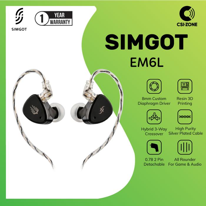 Gambar SIMGOT EM6L 1DD+4BA Hybrid In Ear Monitor Earphone dari CSI-ZONE Kota Administrasi Jakarta Pusat Tokopedia