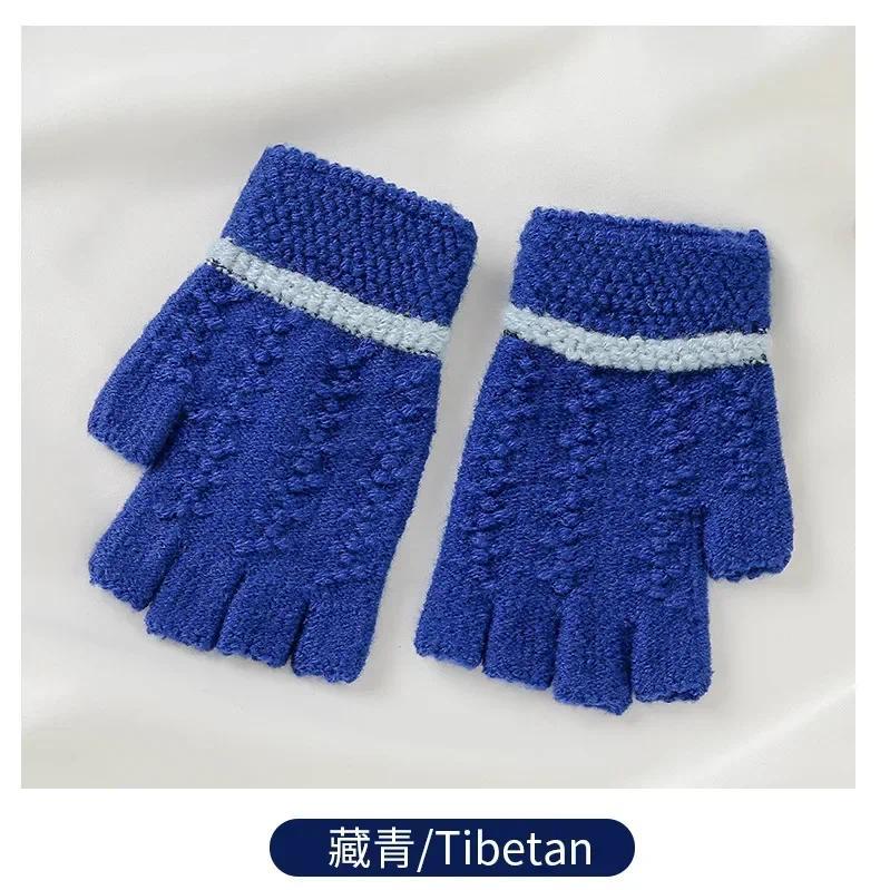 Product Introduction of Winter Warm Half Finger Gloves Jacquard Knitted Gloves for Students Writing Kids Fingerless Gloves Children Boys Girls 4-8T 9