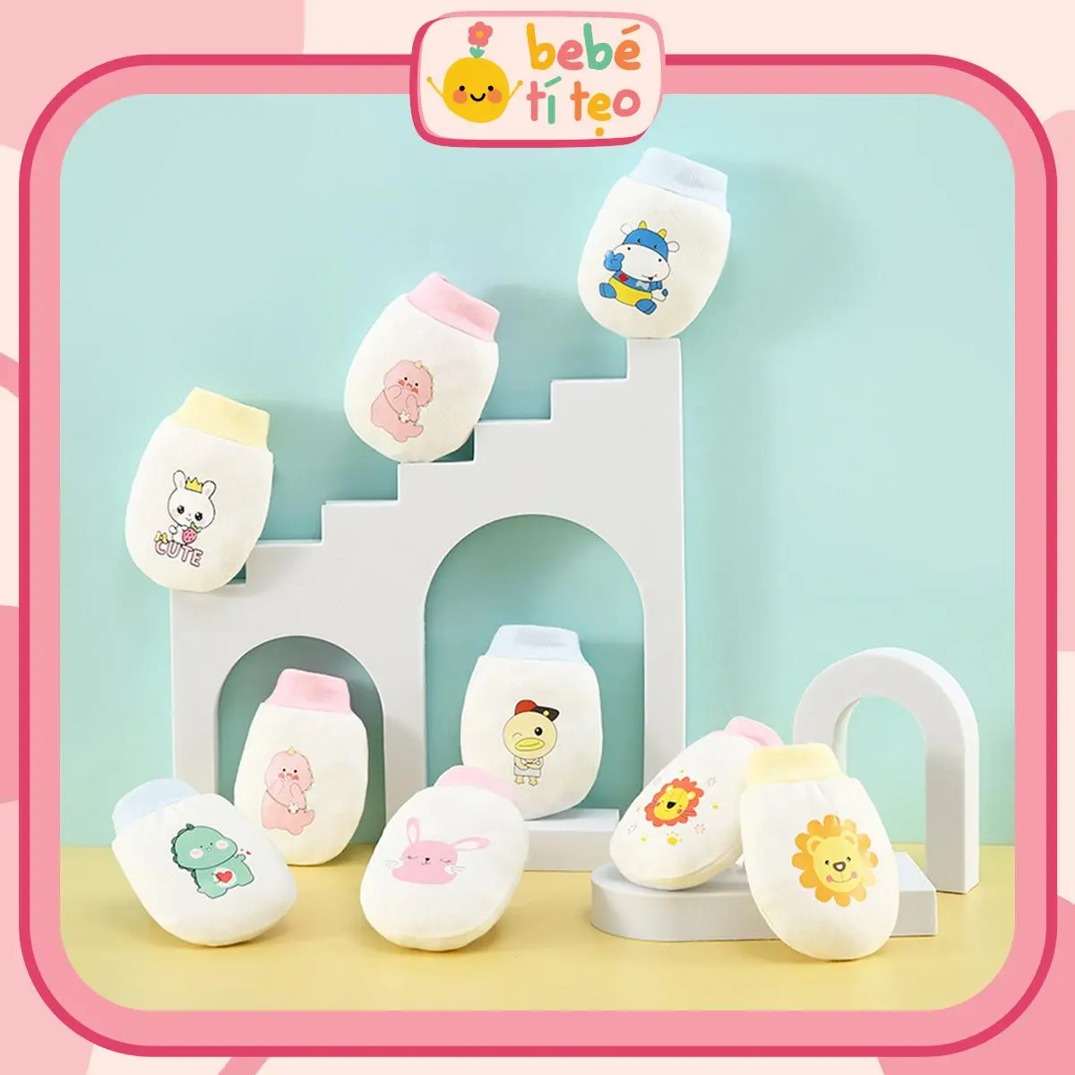 Bao Tay Sơ Sinh Hình Thú Cotton Đáng Yêu Chống Trầy Xước Cho Bé Yêu BAO06 Bebé Tí Tẹo