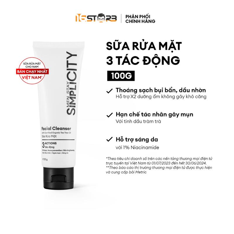 Sữa rửa mặt cho nam Men Stay Simplicity Facial Cleanser 100g