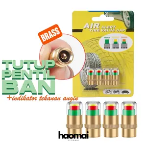 Tutup Pentil Ban Indikator Tekanan Angin Mobil Motor Sepeda bahan Kuningan Copper Air Alert Tire Valve Cap TPMS
