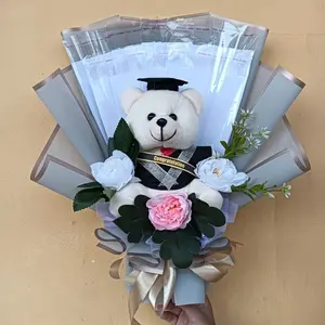 Buket boneka dan uang kosong 10 lembar Custom selempang boneka  free kartu ucapan / buket boneka wisuda / buket hadiah/ buket sempro Kado Bunga