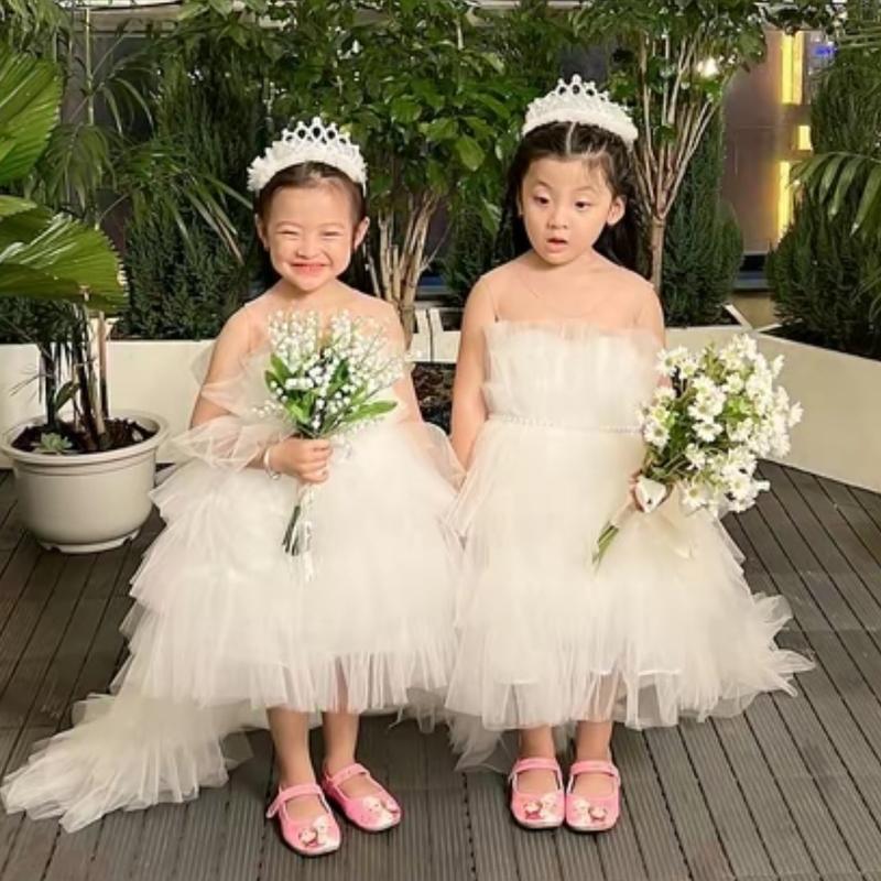Váy Công Chúa Thiết Kế Kèm Đuôi Dài Siêu Đẹp - Đầm Công Chúa Bé Gái Tặng Kèm Nơ Và Núp Cô Dâu 9