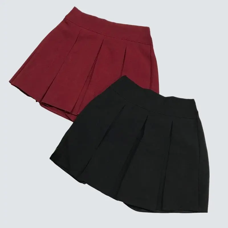 Quần short nữ xếp ly giả váy màu đen, đỏ - Chân Váy kate nữ mềm mịn Women Khuy