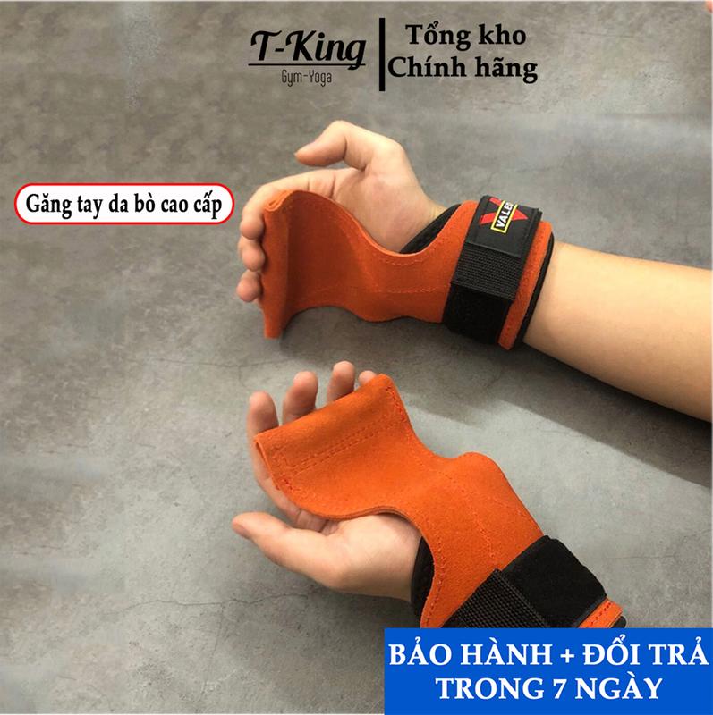 Găng Tay Tập Gym - Dây Kéo Lưng - Strap da bò chính hãng Valeo cao cấp ( 1 đôi) Chống Trơn