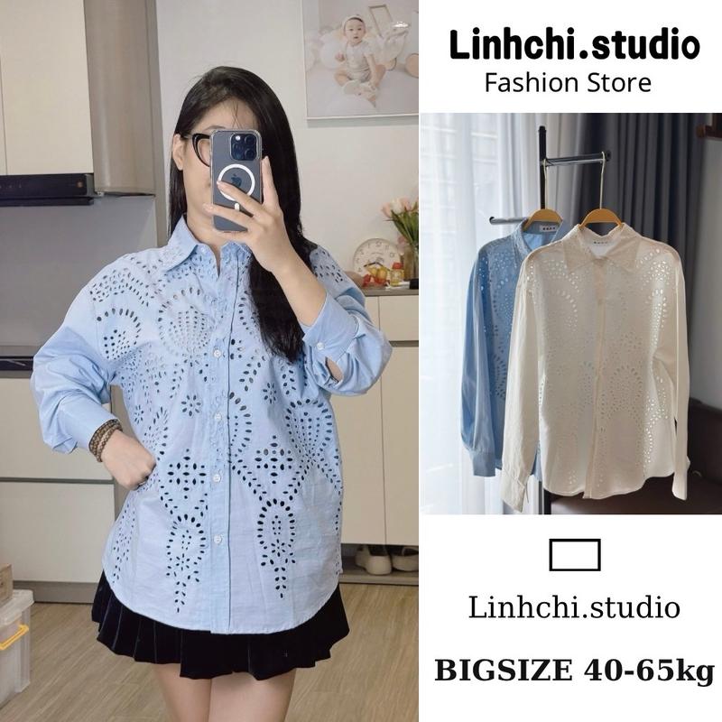 [HÀNG CAO CẤP- XẢ KHO] Áo sơ mi thêu ren (mã 02) mềm mịn form suông đuôi tôm_Linhchi.studio