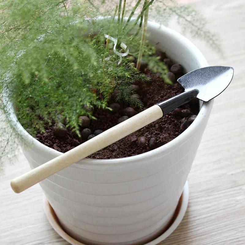 Dụng Cụ Làm Vườn Mini, Bộ 3 Cái, Cán Gỗ, Xẻng Và Rake, Đa Chức Năng, Thích Hợp Cho Cây Trong Nhà Và Bonsai, Dụng Cụ Bầu Đất 3